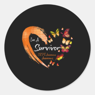Ik ben een Survivor CRPS Awareness Oranje Vlinder Ronde Sticker