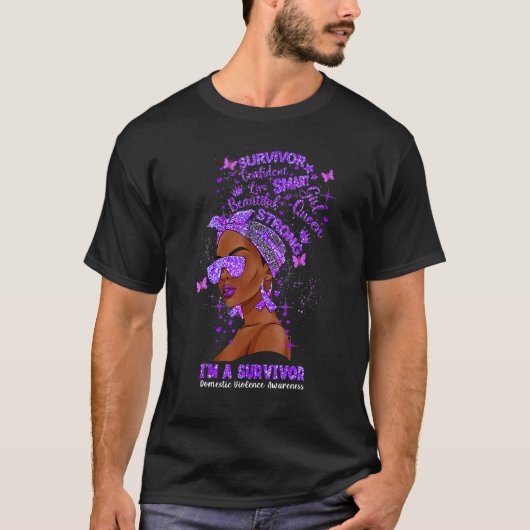 Ik ben een Survivor Domestic Violence Awareness Bl T-shirt (Voorkant)