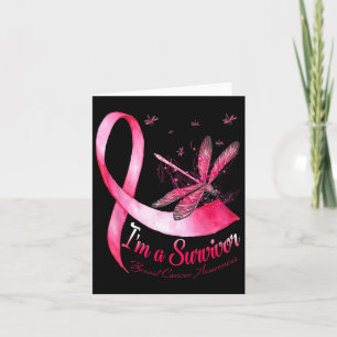 Ik ben een Survivor Dragonfly Breast Cancer Bewust Kaart