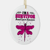 Ik ben een Survivor Dragonfly Breast Cancer Bewust Keramisch Ornament (Rechts)
