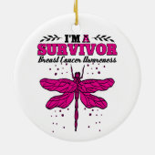 Ik ben een Survivor Dragonfly Breast Cancer Bewust Keramisch Ornament (Achterkant)