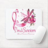 Ik ben een Survivor Dragonfly Breast Cancer Bewust Muismat (Met muis)