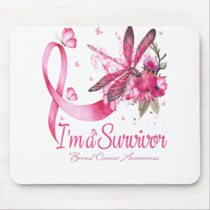 Ik ben een Survivor Dragonfly Breast Cancer Bewust Muismat