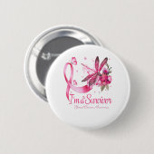 Ik ben een Survivor Dragonfly Breast Cancer Bewust Ronde Button 5,7 Cm (Voorkant /achterkant)