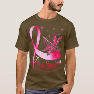 Ik ben een Survivor Dragonfly Breast Cancer Bewust T-shirt