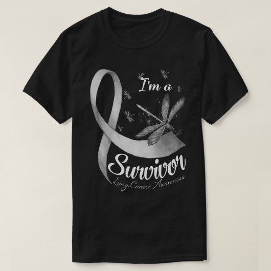 Ik ben een Survivor Dragonfly Lung Cancer Awarenes T-shirt (Design voorkant)