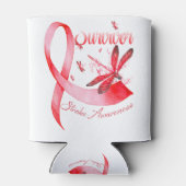 Ik ben een Survivor Dragonfly Red Ribbon Stroke Blikjeskoeler (Achterkant)