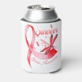 Ik ben een Survivor Dragonfly Red Ribbon Stroke Blikjeskoeler (Blikje Achterkant)