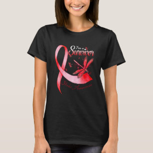 Ik ben een Survivor Dragonfly Red Ribbon Stroke T-shirt