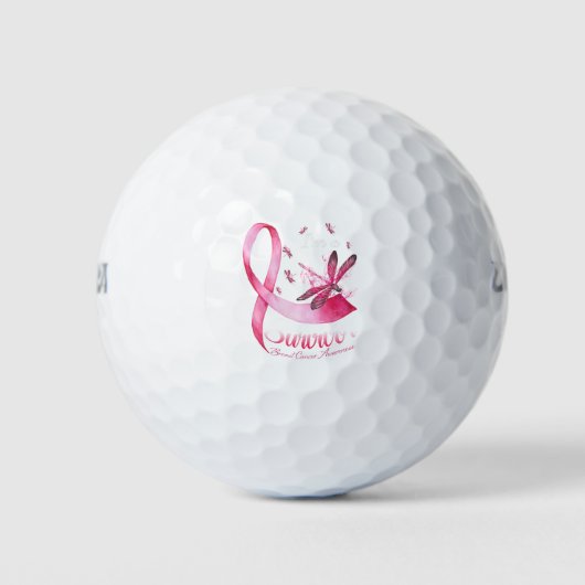 Ik ben een Survivor Dragonfly roze lintkanker Golfballen (Voorkant)