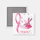 Ik ben een Survivor Dragonfly roze lintkanker Magneet (Voorkant / Achterkant)