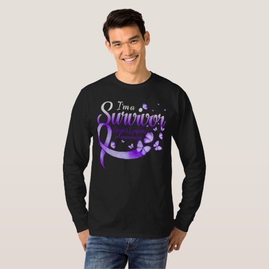 Ik ben een Survivor Hodgkin's Lymphoma Awareness B T-shirt (Voorkant volledig)
