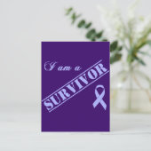 Ik ben een Survivor - Lavender Ribbon General Canc Briefkaart (Staand voorkant)
