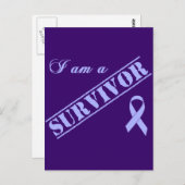 Ik ben een Survivor - Lavender Ribbon General Canc Briefkaart (Voorkant / Achterkant)