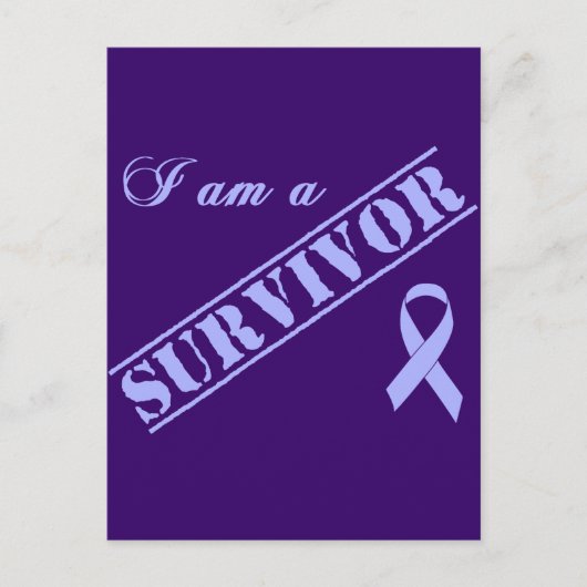 Ik ben een Survivor - Lavender Ribbon General Canc Briefkaart (Voorkant)