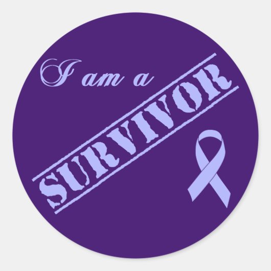 Ik ben een Survivor - Lavender Ribbon General Canc Ronde Sticker (Voorkant)