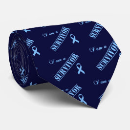 Ik ben een Survivor - Light Blue Ribbon Stropdas