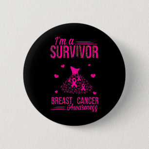 Ik ben een Survivor Pink Ribbon Women Breast Cance Ronde Button 5,7 Cm