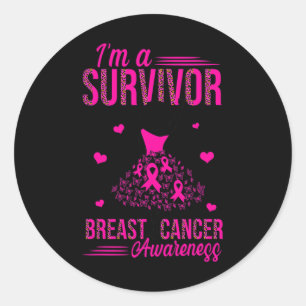 Ik ben een Survivor Pink Ribbon Women Breast Cance Ronde Sticker