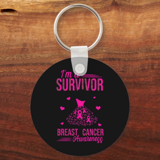 Ik ben een Survivor Pink Ribbon Women Breast Cance Sleutelhanger (Voorkant)