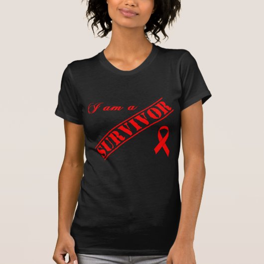 Ik ben een Survivor - Red Ribbon AIDS & HIV T-shirt (Voorkant)