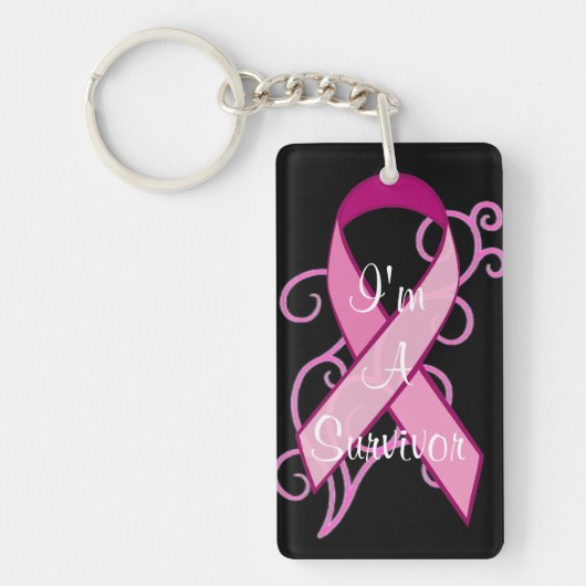 Ik ben een Survivor Ribbon Sleutelhanger Breast Ca (Voorkant)