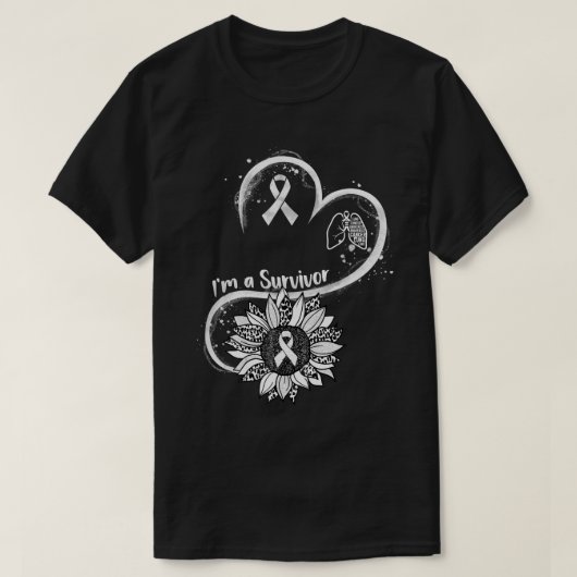 Ik ben een Survivor Sunflower Lung Cancer Awarenes T-shirt (Design voorkant)