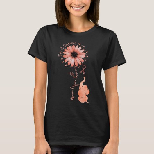Ik ben een Survivor Uterine Cancer Awareness Ribbo T-shirt (Voorkant)