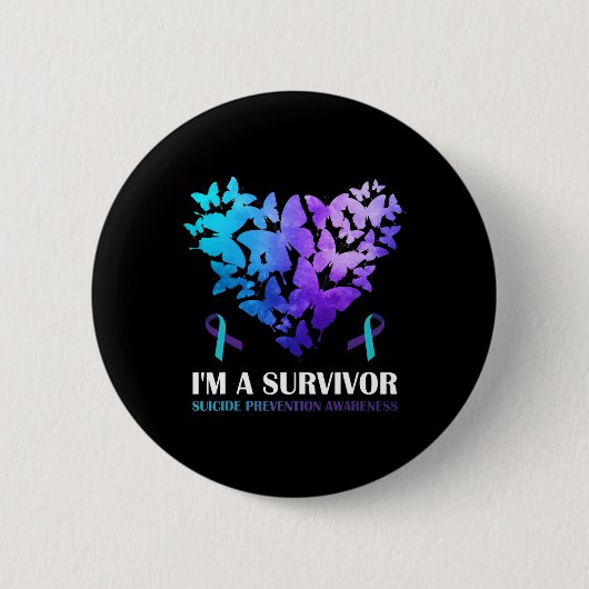 Ik ben een Survivor Zelfmoordpreventie Boter Ronde Button 5,7 Cm (Voorkant)