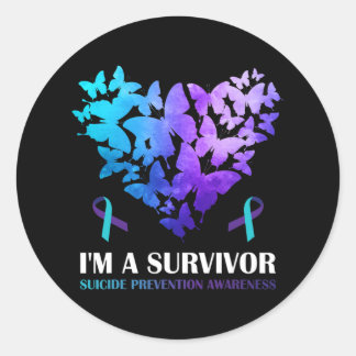 Ik ben een Survivor Zelfmoordpreventie Boter Ronde Sticker
