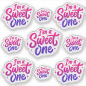 Ik ben een Sweet One Pink Paarse Sticker Sheet (Voorkant)