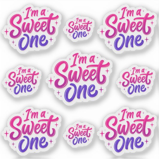 Ik ben een Sweet One Pink Paarse Sticker Sheet (Voorkant)
