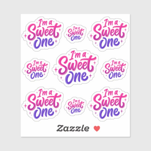Ik ben een Sweet One Pink Paarse Sticker Sheet (Vel)