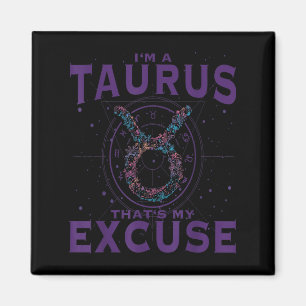 Ik ben een Taurus Zodiac Sign Graphic Art Bull Hor Magneet