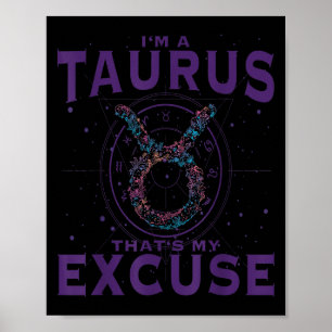 Ik ben een Taurus Zodiac Sign Graphic Art Bull Hor Poster