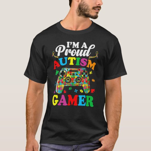 Ik ben een trots autisme gamer Kind Boy Autistic A T-shirt (Voorkant)
