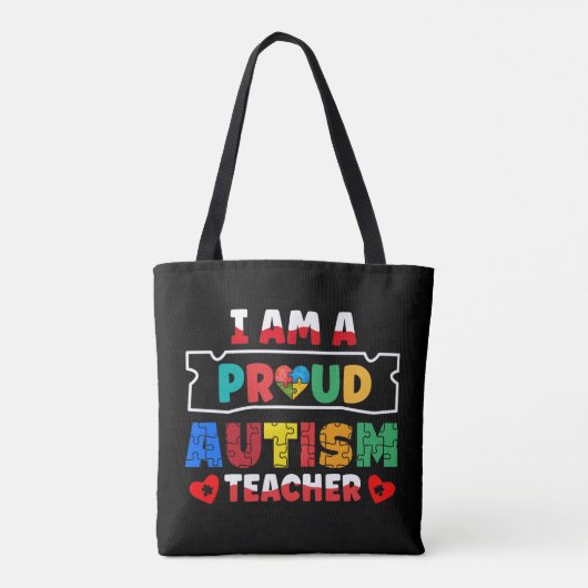 Ik ben een trots autisme leraar autisme tote bag (Achterkant)