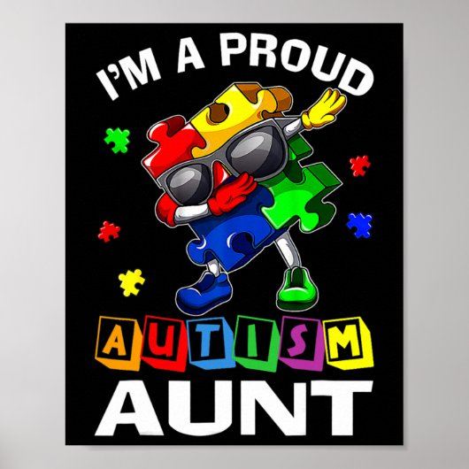 Ik ben een trots autisme tante Autism Awareness P Poster (Voorkant)