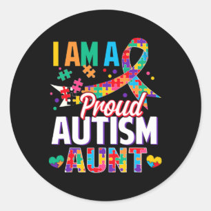 Ik ben een trots autisme tante Autism Awareness Pu Ronde Sticker