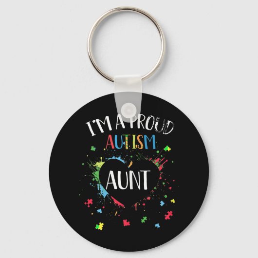 Ik ben een trots autisme tante Autism Awareness T- Sleutelhanger (Voorkant)