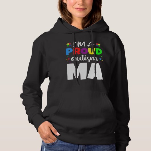 Ik ben een trots mam autisme bewustzijn hoodie (Voorkant)