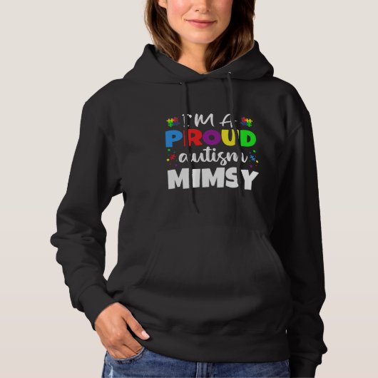 Ik ben een trots Mimsy Autism Awareness Heart Hoodie (Voorkant)