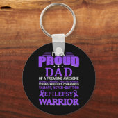 Ik ben een trots vader Epilepsy Bewustheid Paarse Sleutelhanger (Voorkant)