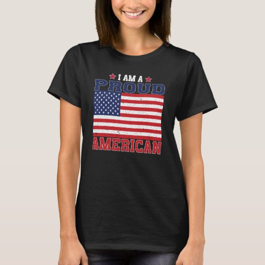 Ik ben een trotse Amerikaanse Patriottische Vlag T-shirt (Voorkant)