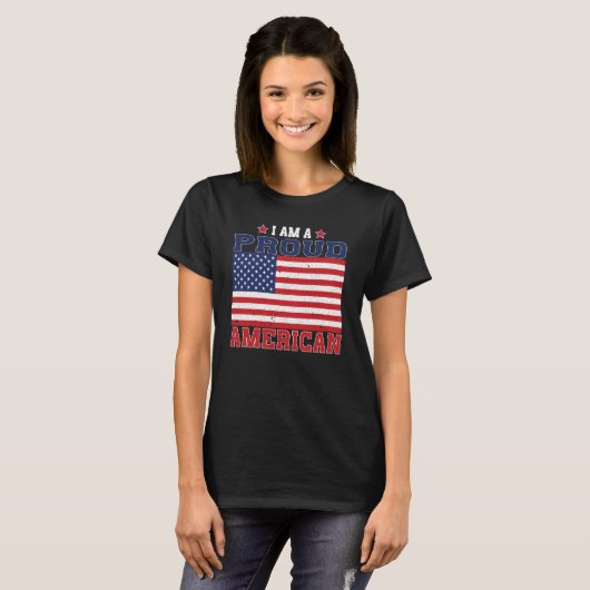 Ik ben een trotse Amerikaanse Patriottische Vlag T-shirt (Voorkant volledig)