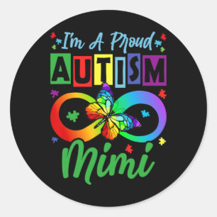 Ik ben een trotse autisme mimi vlinders autisme Aw Ronde Sticker
