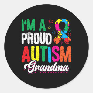 Ik ben een trotse Autisme Oma Autist Ondersteuning Ronde Sticker