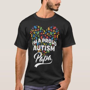 Ik ben een trotse autisme papa autisme puzzel hart t-shirt