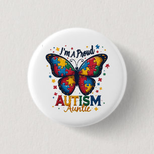 Ik ben een trotse autisme-tante Autisme bewustzijn Ronde Button 3,2 Cm