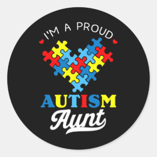 Ik ben een trotse autisme tante autisme bewustzijn ronde sticker